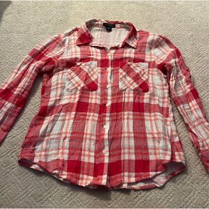 Sanctuary Gauze Plaid Button-Up